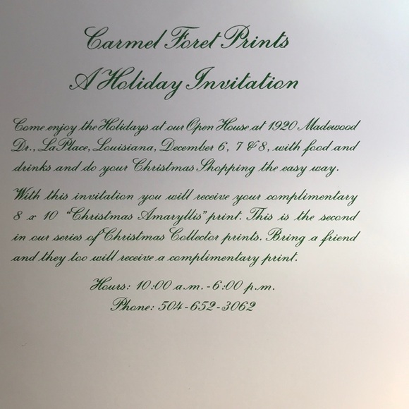 Beautiful 1985 Christmas Amaryllis Print - C.Foret - Picture 5 of 6